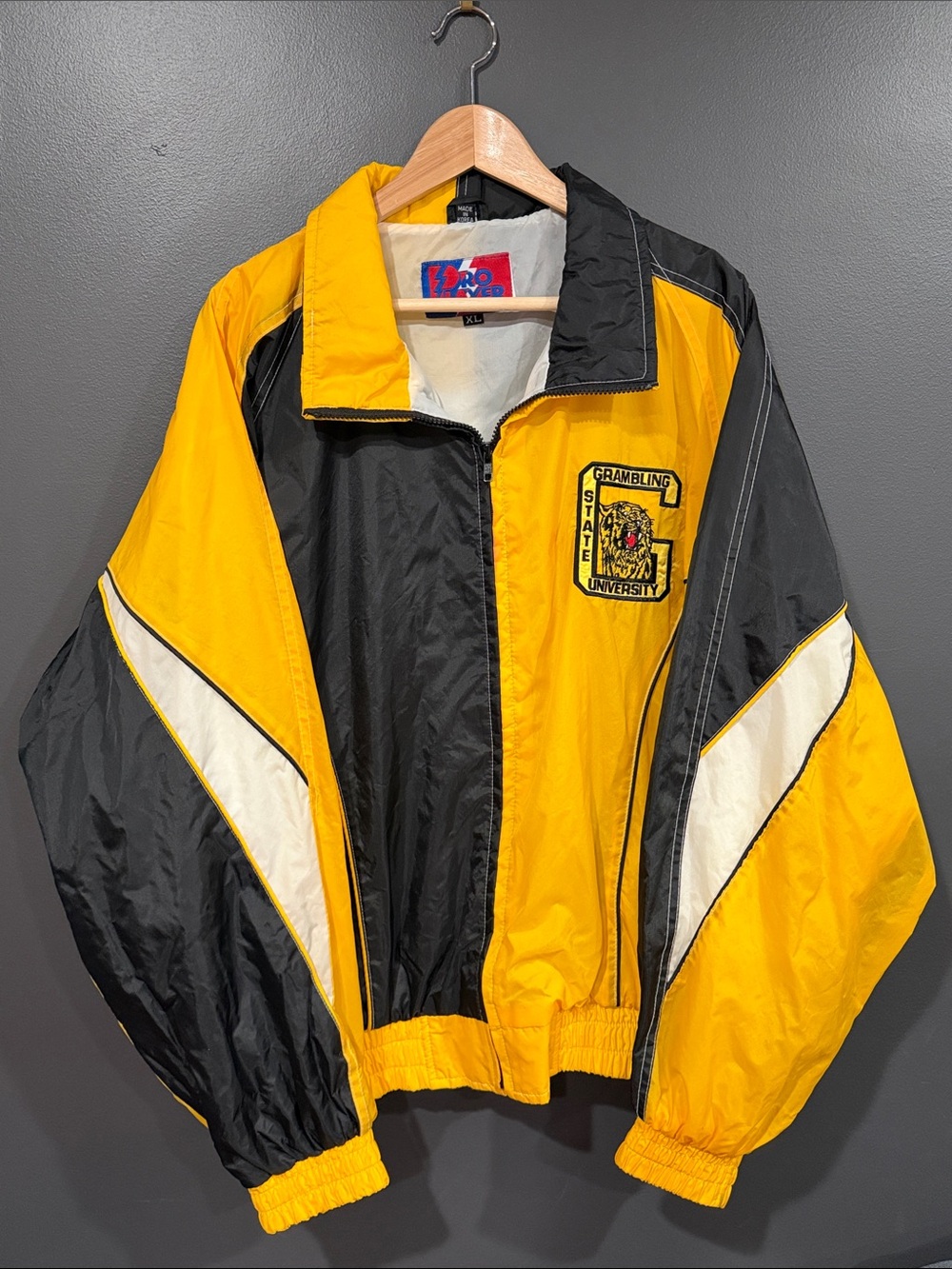 Grambling State University Pro Player Yellow and Black Windbreaker Jacket XL